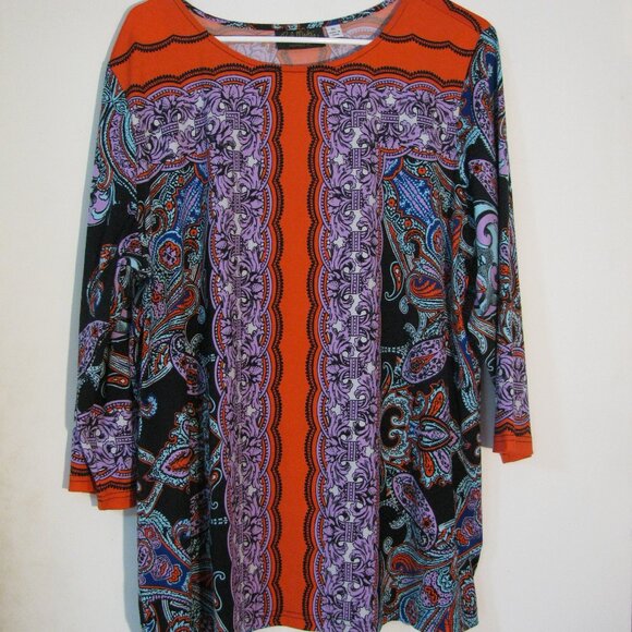 Bob Mackie Tops - Bob Mackie Tunic XL Bold Colors Red Purple Paisley Oversized